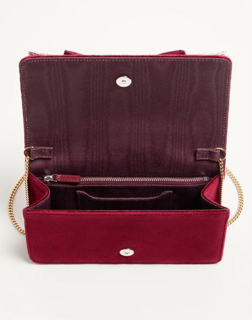 Valentino Garavani - Vlogo Signature Mini Velvet Shoulder Bag - Maroon - Woman - Clutches