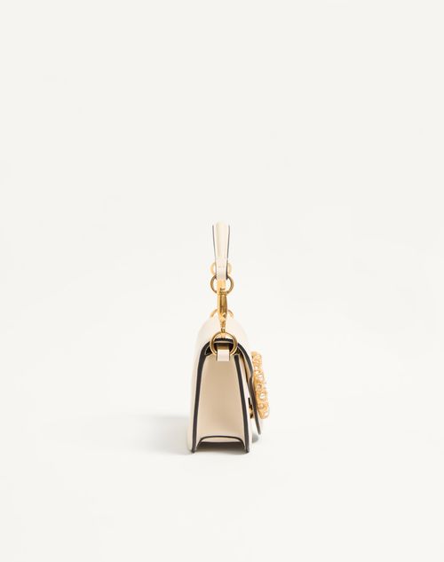 Valentino Garavani - Valentino Garavani Locò Small Shoulder Bag In Calfskin With Jewel Logo - Ivory - Woman - Shoulder Bags