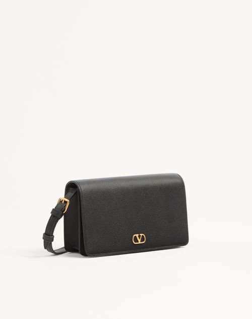 Valentino Garavani - Mini Sac Porté Épaule Vlogo Signature En Cuir De Veau Grainé - Noir - Femme - Pochettes