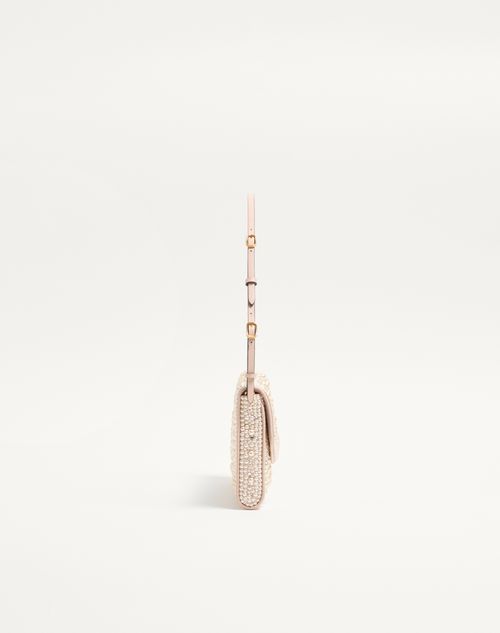 Valentino Garavani - Valentino Garavani Devain Small Shoulder Bag With Pearls And Rhinestones - Cream - Woman - Shoulder Bags