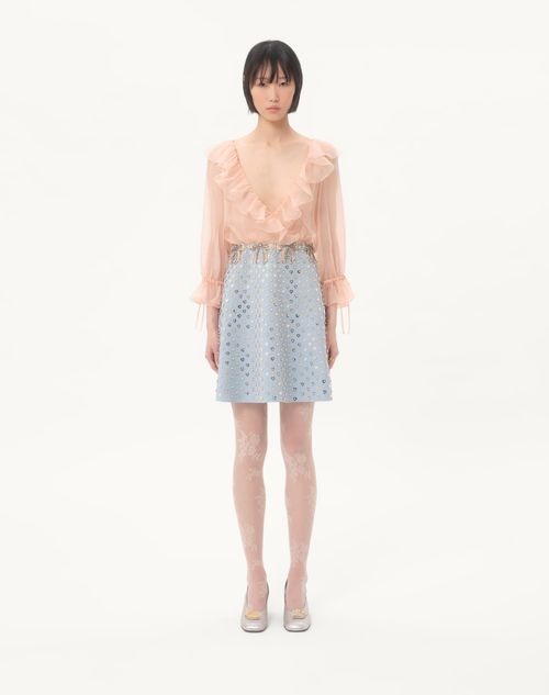 Valentino - Embroidered Crepe Couture Short Dress - Rose Mist/pastel Grey - Woman - Dresses
