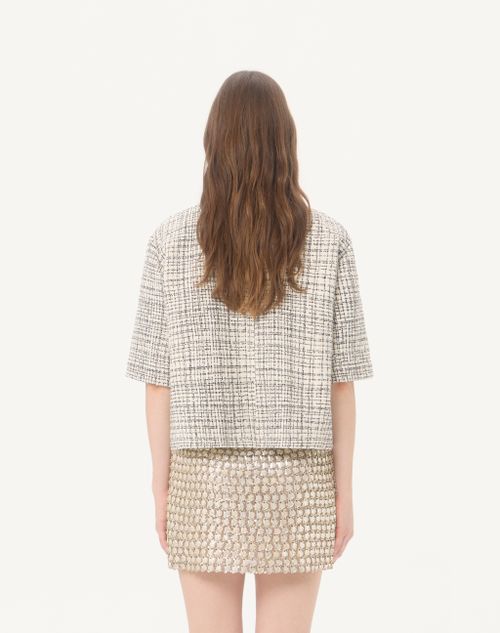 Valentino - Square Tweed Jacket - Vanilla/black - Woman - Jackets And Blazers