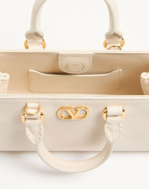 Valentino Garavani - Vlogo Signature Mini Bag In Grainy Calfskin - Ivory - Woman - Top Handle Bags