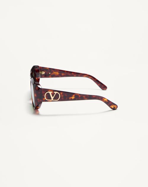 Valentino - Rectangular Acetate Frame - Brown/green - Unisex - Eyewear