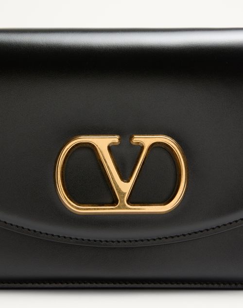 Valentino Garavani - Valentino Garavani Vain Small Shoulder Bag In Shiny Calfskin - Black - Woman - Shoulder Bags