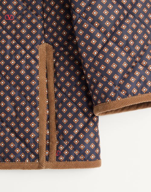 Valentino - Quilted Nylon Jacket With Opticool Print - Blue/sand/ivory - Man - Outerwear
