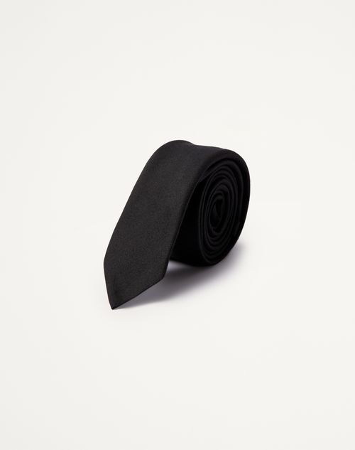 Valentino Garavani - Valentie Tie In Wool And Silk - Black - Man - Ties