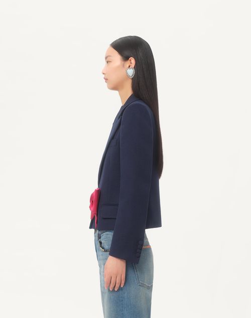 Valentino - Viscose Jacket With Bow - Provence Blue - Woman - Jackets And Blazers