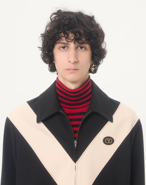 Valentino - Valentino Nylon Gabardine Jacket With Inlaid V And Vlogo Patch - Black - Man - Outerwear