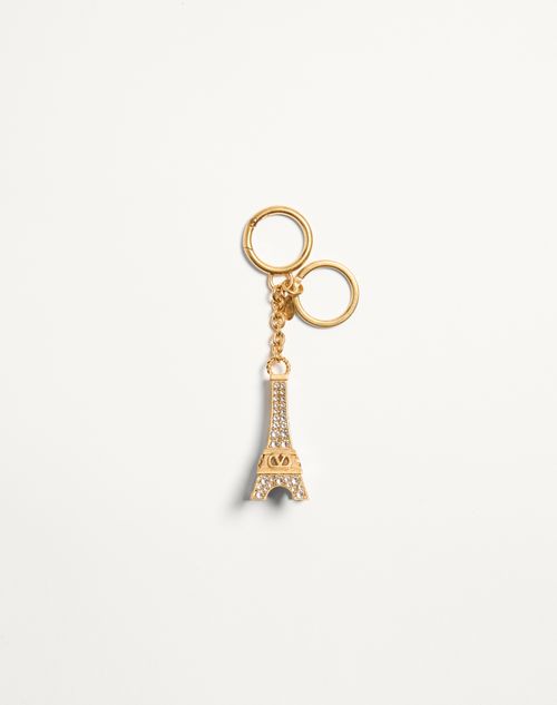 Valentino Garavani Chez Valentino Bag Charm With Key Ring In Metal, Enamel, And Crystals Woman Antique Brass Onesize