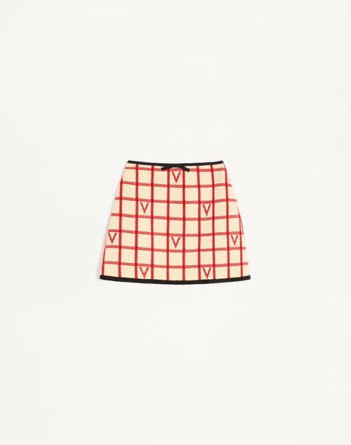 Valentino - Check Skirt With Vlogo - Birch/paris - Woman - Skirts