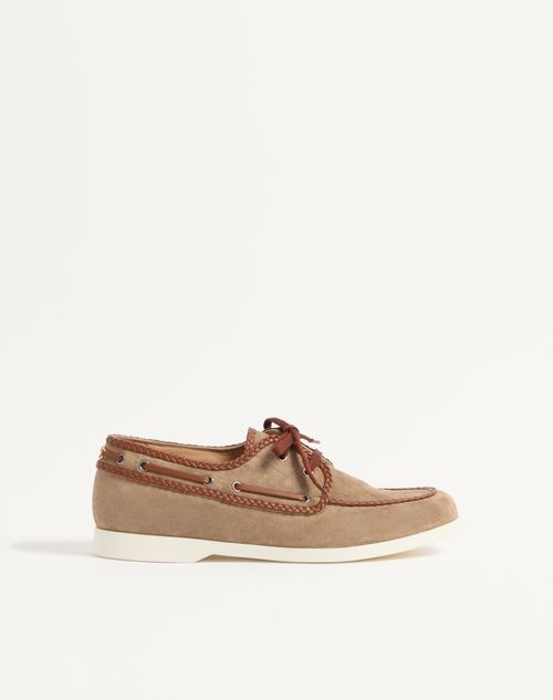 Valentino Garavani Man Loafers Camel Size 11.5 Leather In Khaki/tobacco
