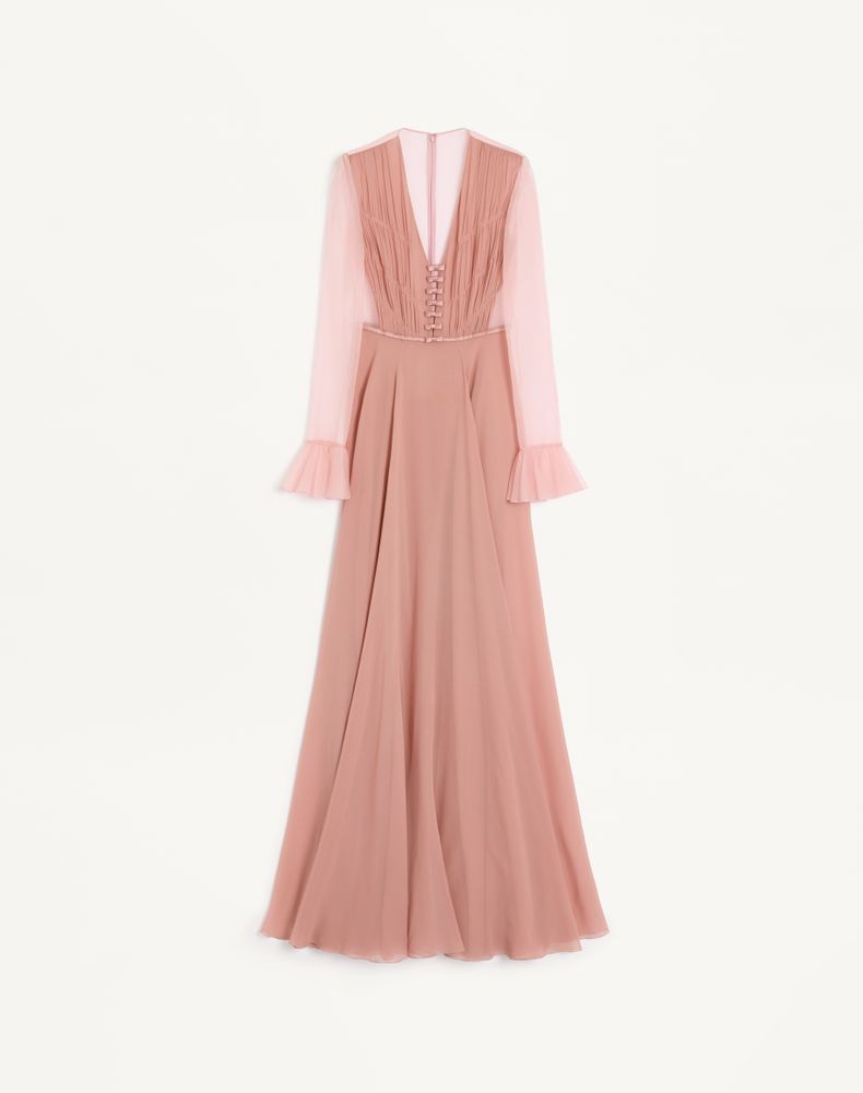 Valentino Women's Light Pink Light Georgette Long Dress Woman 46