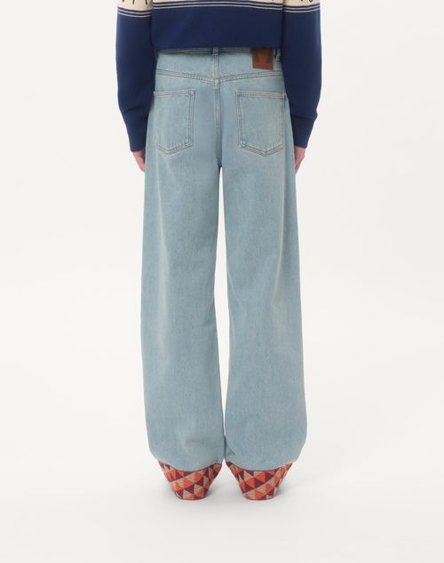 Valentino - Denim Pants With Jacquard Hem - Denim - Man - Denim