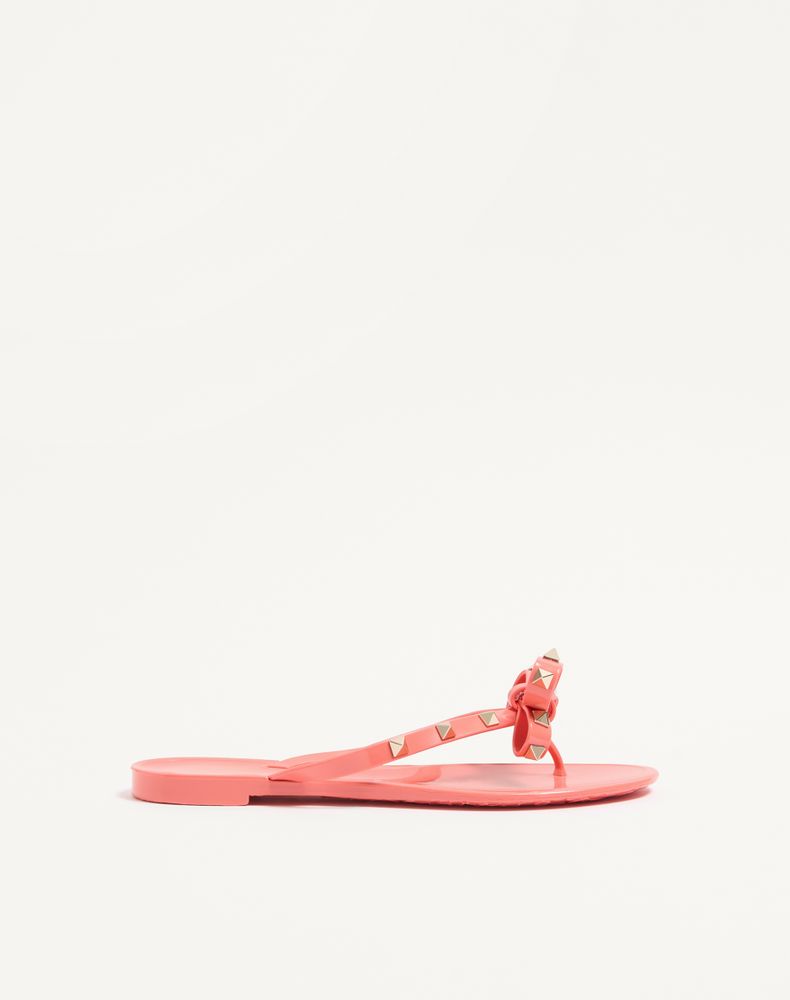 Valentino Garavani Elegant Bow-detail Sandals With Platinum-finish Studs And 5mm Heel Height In Pink