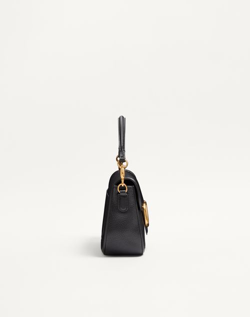 Valentino Garavani - Valentino Garavani Alltime Grainy Calfskin Shoulder Bag - Black - Woman - Shoulder Bags