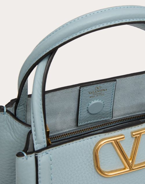 Valentino Garavani - Valentino Garavani Alltime Small Handbag In Grainy Calfskin - Porcelain Blue - Woman - Top Handle Bags