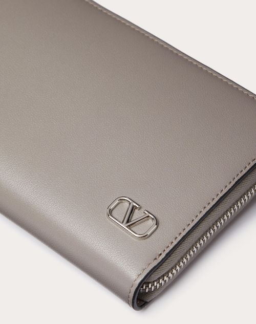 Valentino Garavani - Vlogo Signature Calfskin Wallet - Pearl Gray - Man - Wallets And Small Leather Goods