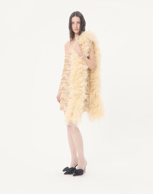 Valentino Garavani - Valentino Feathers Scarf With Ostrich And Turkey Feathers - Cream - Woman - Soft Accessories