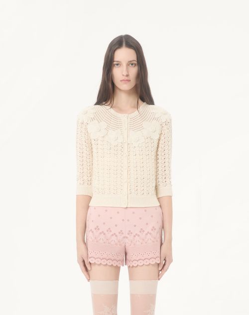 Valentino - Embroidered Cardigan - Birch - Woman - Knitwear