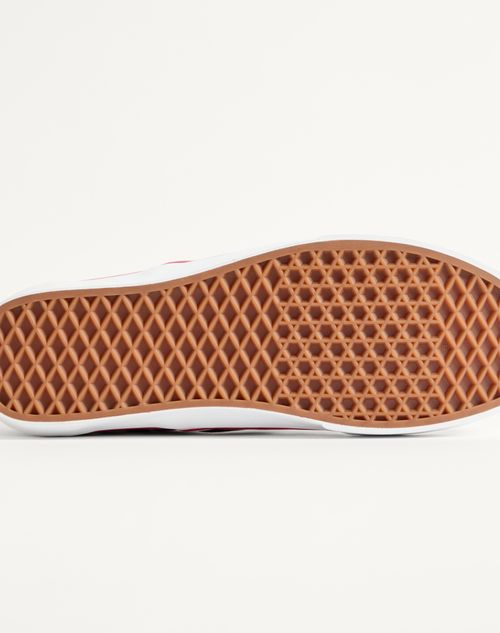 Valentino Garavani - Valentino Garavani And Vans Slip-on Sneaker In Fabric With Vlogo Checkerboard Print And Polka Dot Detail - Butter/black/rouge Pur - Man - Sneakers