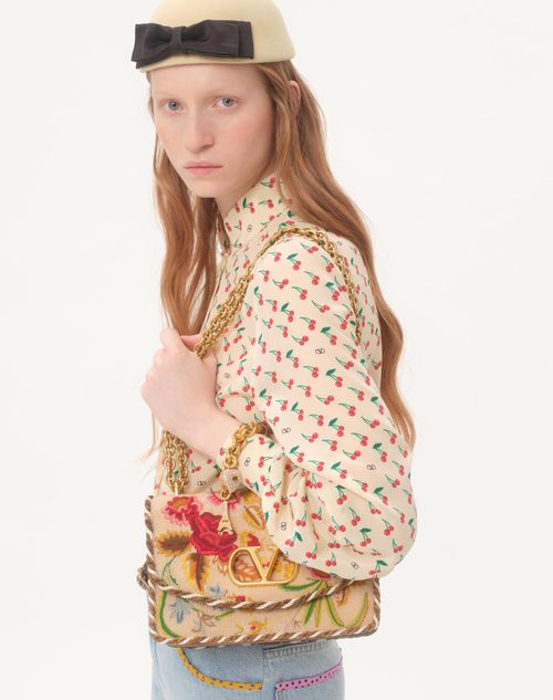 Valentino - Crepe De Chine Shirt With Cherryfic Print - Birch/cherry Red - Woman - Shirts And Tops