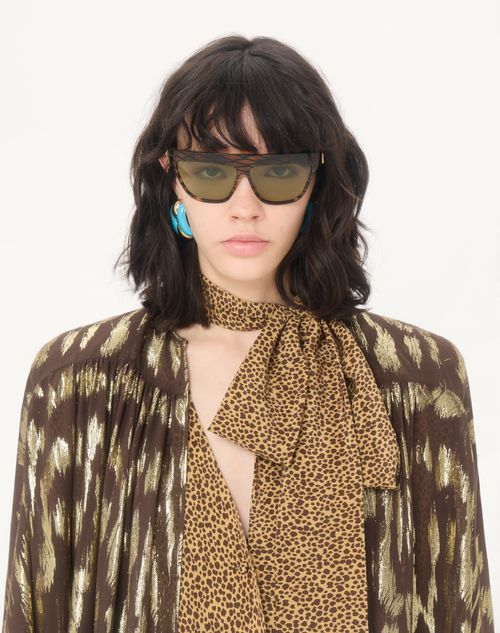Valentino - Shirt In Gattocivetta Fauve Éclat Lurex Jacquard - Brown/gold - Woman - Shirts And Tops