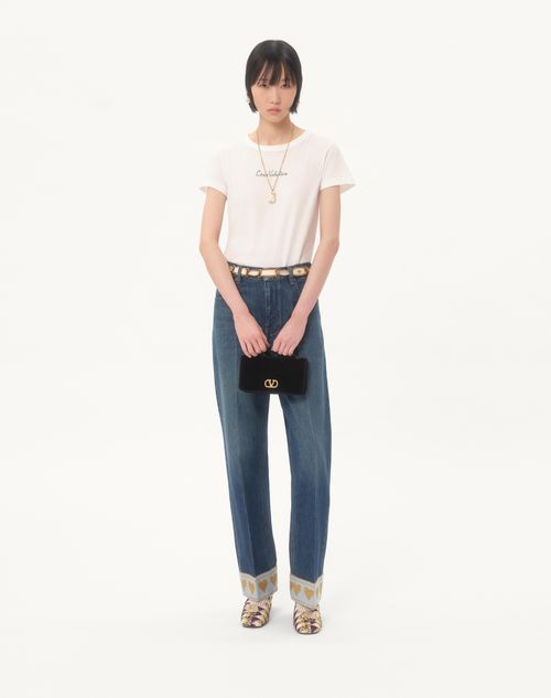 Valentino Garavani - Vlogo Signature Velvet Chain Wallet With Jewel Logo - Black - Woman - Wallets And Small Leather Goods