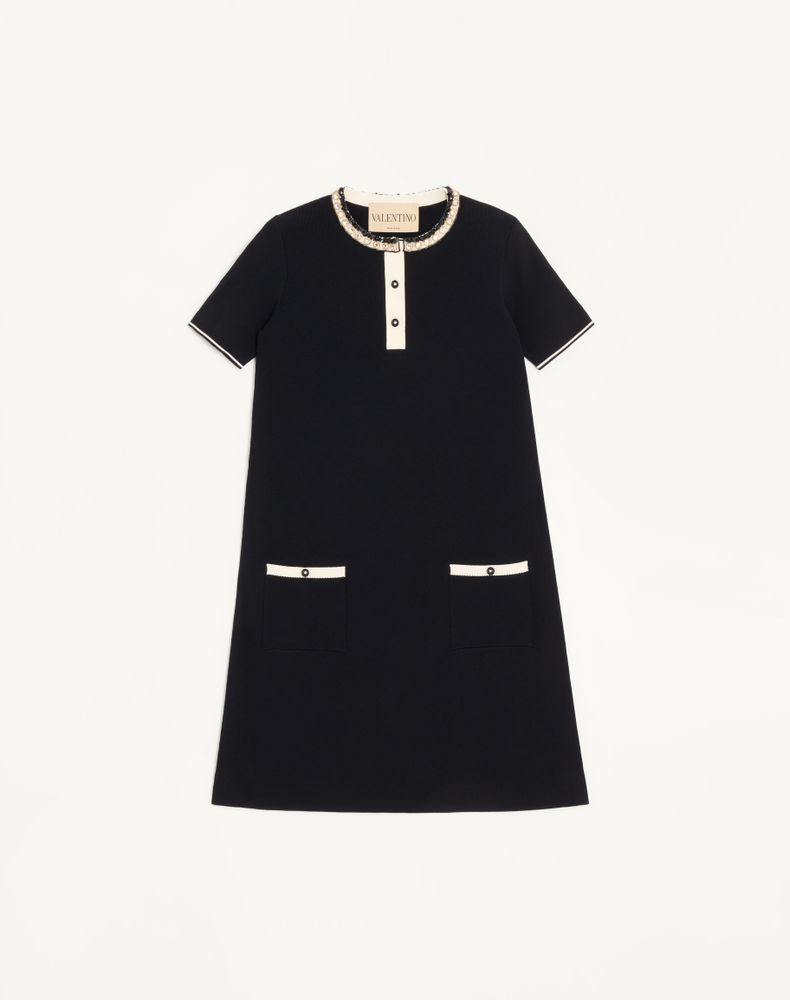 Valentino Women's Black Embroidered Stretch Viscose Dress Woman Xs