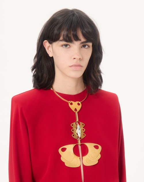 Valentino Garavani - Pages Necklace In Metal And Crystals - Gold/crystal - Woman - Fashion Jewelry