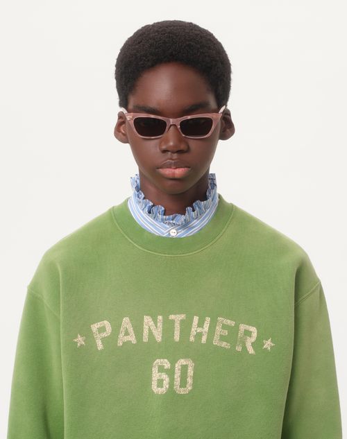 Valentino - Cotton Sweatshirt With Chez Valentino Print And Embroidery - Laurel - Man - Tshirts And Sweatshirts