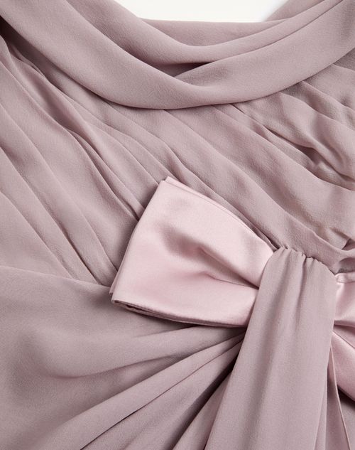 Valentino - Long Dress In Light Georgette With Feathers - Lilac - Woman - Gowns