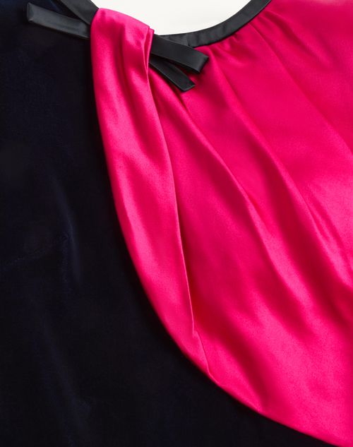Valentino - Long Dress In Sablé Velvet - Night/fuchsia - Woman - Gowns