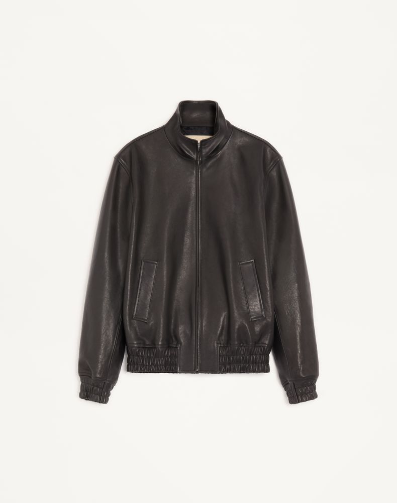 Valentino Men's Black Leather Jacket Man 56