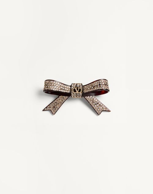 Valentino Garavani - Vlogo Signature Hair Clip In Resin, Metal And Crystals - Tartaruga/gold/crystal - Woman - Jewelry