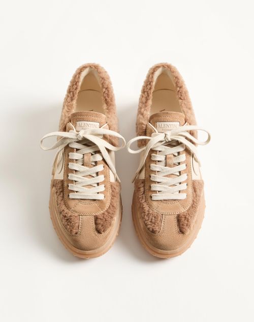 Valentino Garavani - Upvillage Sneaker In Wool And Crust Leather - Camel/glace - Woman - Sneakers