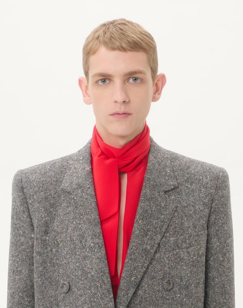 Valentino - Valentino Crepe De Chine Silk Shirt With Scarf Collar - Red - Man - Shirts