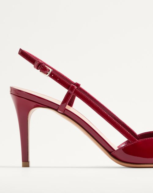 Valentino Garavani - Vlogo Signature Patent Leather Slingback Pump 80mm - Dark Red - Woman - Pumps