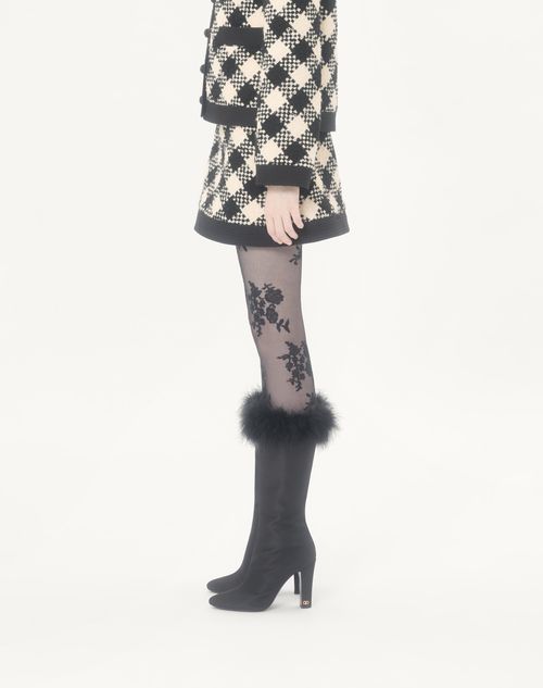 Valentino - Falda De Damier Tweed - Abedul/negro - Mujer - Faldas