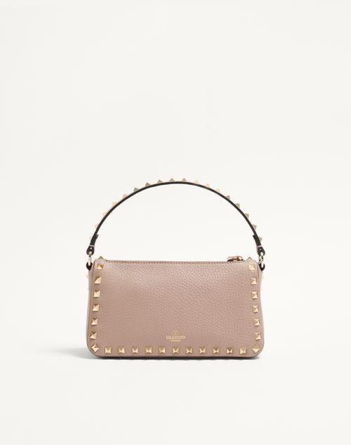 Valentino Garavani - Bandolera Rockstud Pequeña De Cuero De Becerro Graneado - Poudre - Mujer - Bolsos
