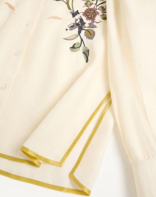 Valentino - Camicia In Lino Ricamata - Avorio - Donna - Camicie E Top