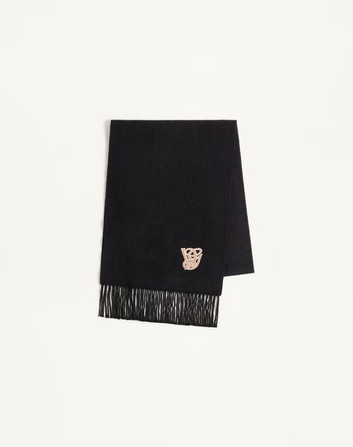 Valentino Garavani Valentino Garavani Embroidered Wool And Cashmere Scarf Man Black Onesize
