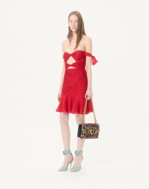 Valentino Garavani - Valentino Garavani Vain Shoulder Bag In Embroidered Pony-effect Kidskin Leather - Multicolour - Woman - Shoulder Bags