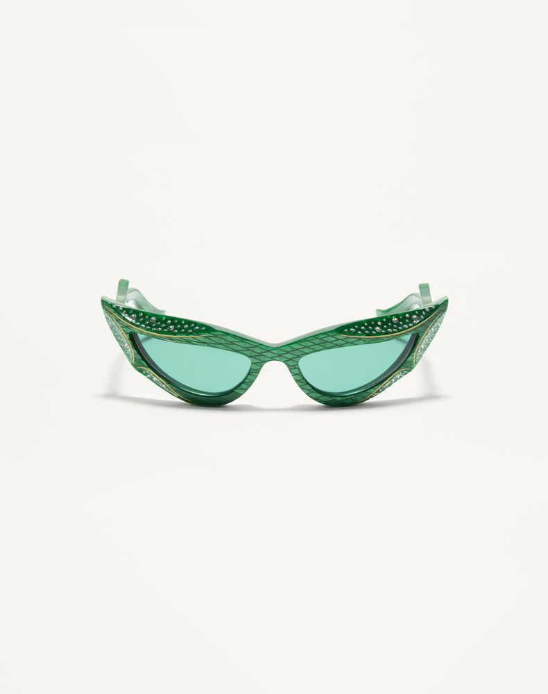 Valentino Garavani Valentino Cat-eye Acetate Eyewear Unisex Green/green 56 In グリーン/グリーン
