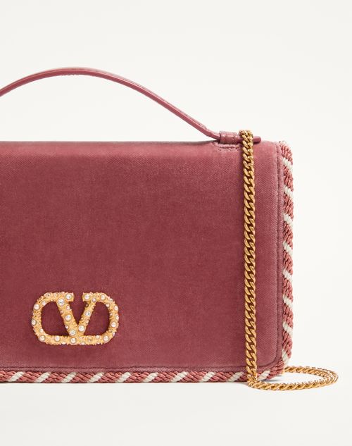 Valentino Garavani - Vlogo Signature Velvet Chain Wallet With Jewel Logo - Phard - Woman - Wallets And Small Leather Goods