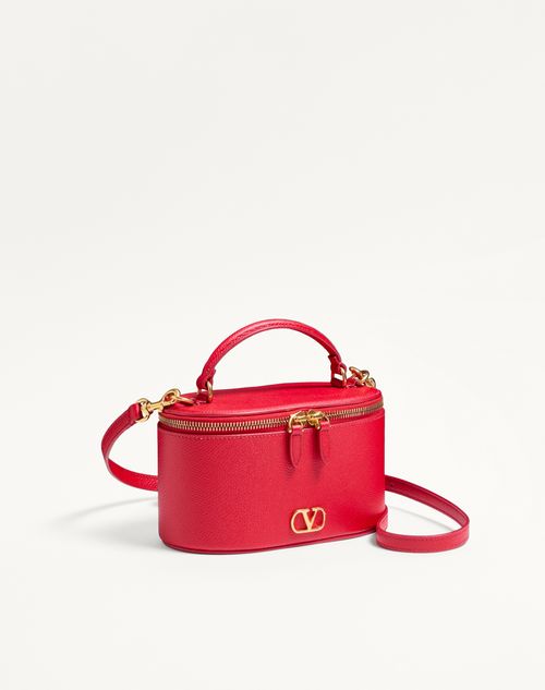 Valentino Garavani - Vlogo Signature Mini Vanity Bag In Grainy Calfskin - Rouge Pur - Woman - Clutches
