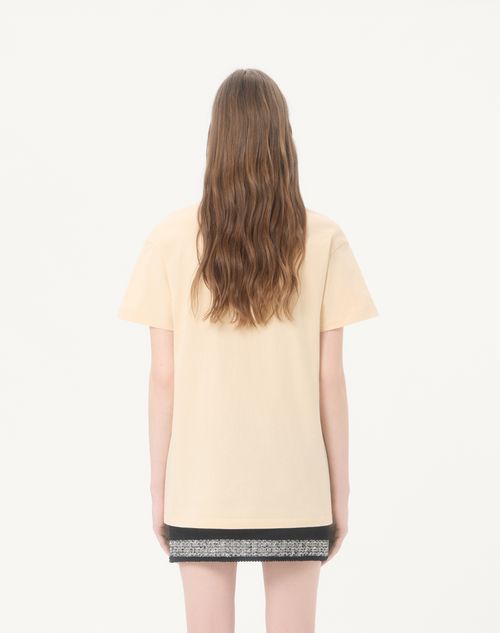 Valentino - Cotton Jersey T-shirt With Panther Lady Print - Birch/black - Woman - T-shirts And Sweatshirts