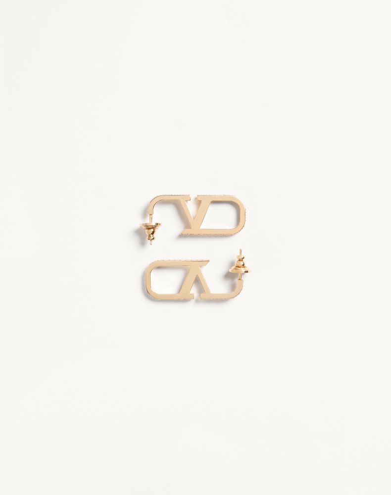 Valentino Garavani Women's Gold/Crystal Vlogo Signature Metal And Swarovski Earrings Woman Uni