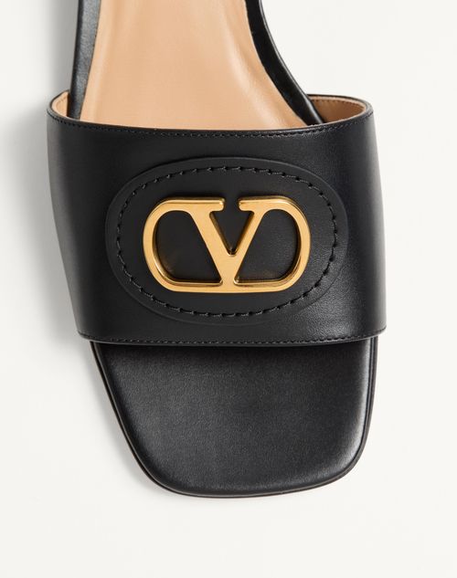 Valentino Garavani - Vlogo Signature Slide Sandal In Calfskin 20mm - Black - Woman - Slides And Thongs