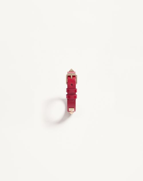 Valentino Garavani - Valentino Garavani Rockstud Leather Bracelet - Red - Woman - Jewelry